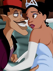 The beautiful princess Tiana and the naughty sorcerer Dr. Facilier are having some naughty fun in bed.